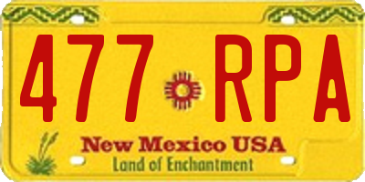 NM license plate 477RPA