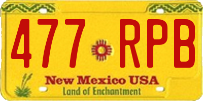 NM license plate 477RPB
