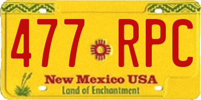 NM license plate 477RPC