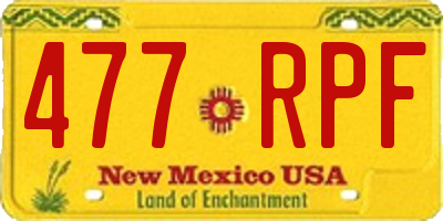 NM license plate 477RPF