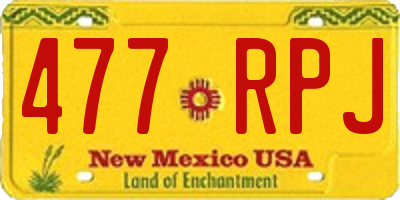 NM license plate 477RPJ