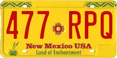 NM license plate 477RPQ
