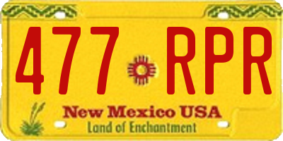 NM license plate 477RPR