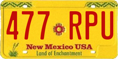 NM license plate 477RPU