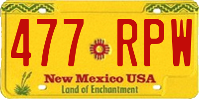 NM license plate 477RPW