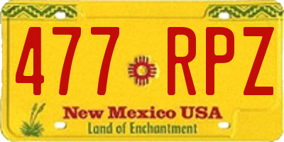 NM license plate 477RPZ