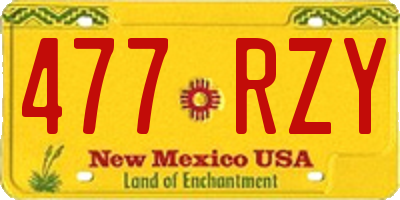 NM license plate 477RZY