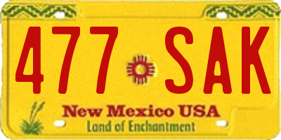 NM license plate 477SAK