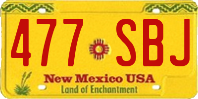 NM license plate 477SBJ