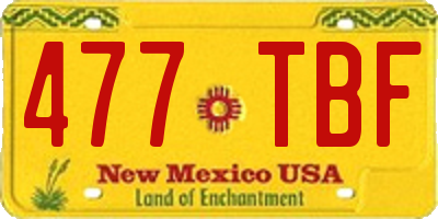 NM license plate 477TBF