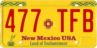 NM license plate 477TFB