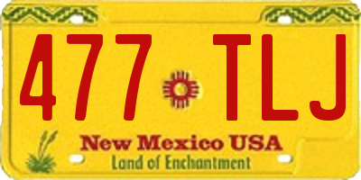NM license plate 477TLJ