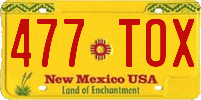 NM license plate 477TOX
