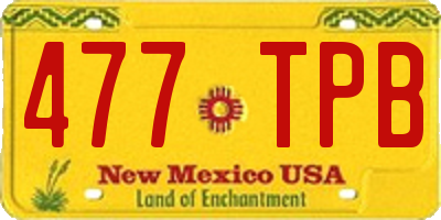 NM license plate 477TPB