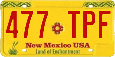 NM license plate 477TPF