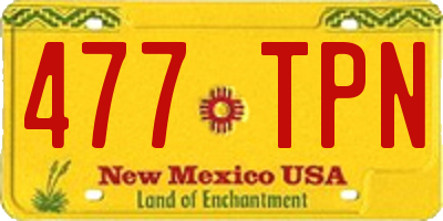 NM license plate 477TPN