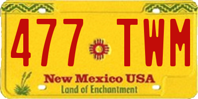 NM license plate 477TWM