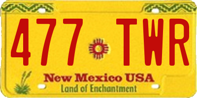 NM license plate 477TWR