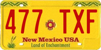 NM license plate 477TXF