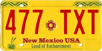 NM license plate 477TXT