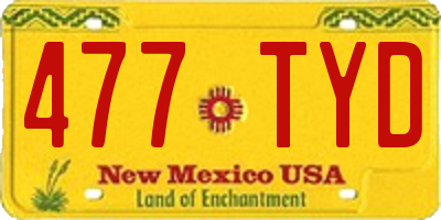 NM license plate 477TYD