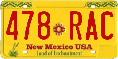 NM license plate 478RAC