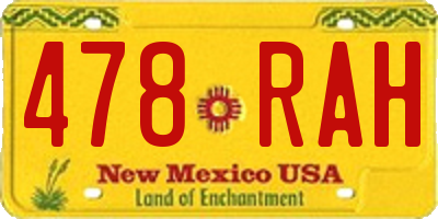 NM license plate 478RAH
