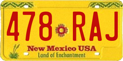 NM license plate 478RAJ