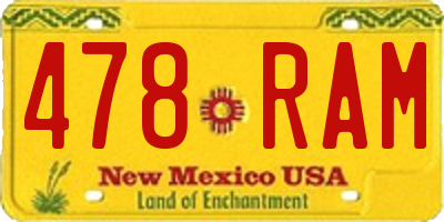 NM license plate 478RAM