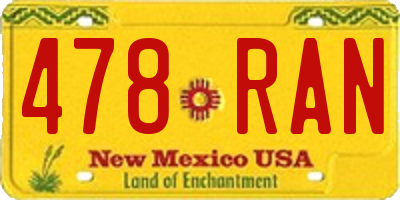 NM license plate 478RAN