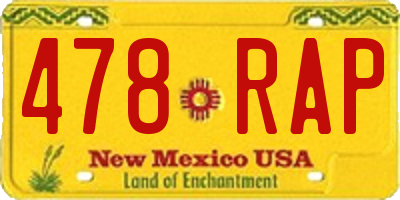 NM license plate 478RAP