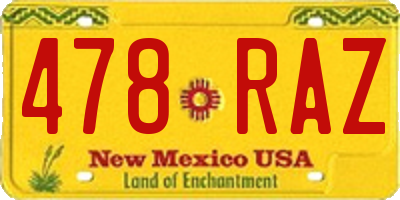 NM license plate 478RAZ