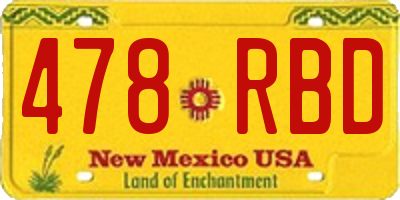 NM license plate 478RBD