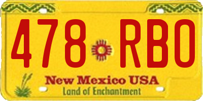 NM license plate 478RBO