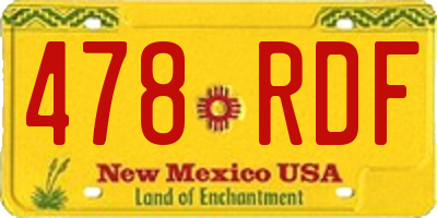 NM license plate 478RDF