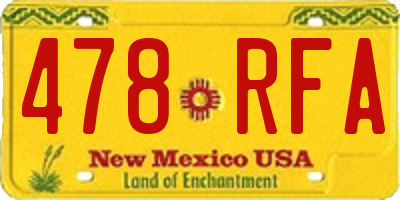 NM license plate 478RFA