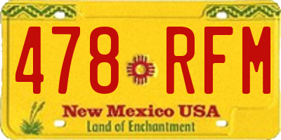 NM license plate 478RFM