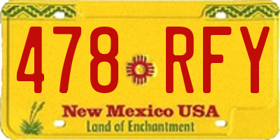 NM license plate 478RFY