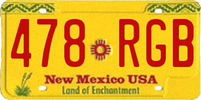 NM license plate 478RGB
