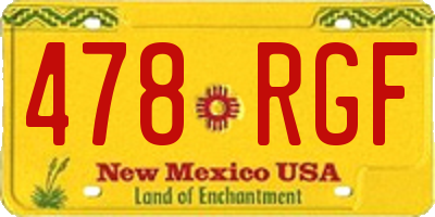 NM license plate 478RGF