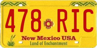 NM license plate 478RIC