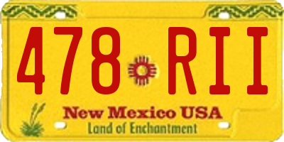 NM license plate 478RII