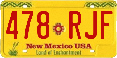 NM license plate 478RJF