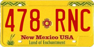 NM license plate 478RNC