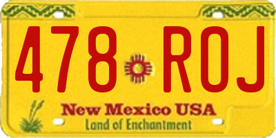 NM license plate 478ROJ