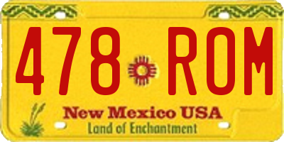 NM license plate 478ROM