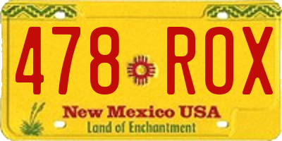 NM license plate 478ROX