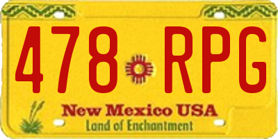 NM license plate 478RPG