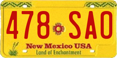 NM license plate 478SAO