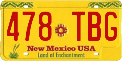 NM license plate 478TBG